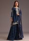 Blue Zari Work Palazzo Suit With Organza Dupatta
