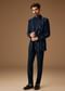 Blue Linen Tuxedo With Hand Embroidery
