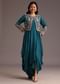 Teal Zardosi Embroidered Dhoti Style Gown With Jacket