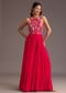 Red Embroidered Jumpsuit With Belt