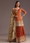 Brown And Gold Embroidered Palazzo Suit With Dupatta