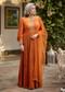 Rust Crepe Anarkali Suit With Pleated Sleeves And Net Dupatta