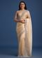 Peach Tissue Saree With Diamonds Embroidered Border