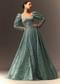 Blusih Grey Sequins Gown With Corset Blouse And Symmetrical Sleeves