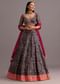Blue Printed Lehenga Choli With Banarasi Weave Bordered Dupatta