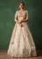 Oyster Hand Embroidered Organza Lehenga Set With Cutdana Work