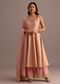 Pink Brocade Weave Kurti Palazzo Suit With Dupatta