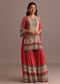 Pink Printed Kurti Sharara Suit With Chiffon Dupatta