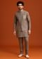 Grey Zardozi Work Linen Jacket Kurta Set
