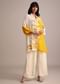 Yellow And Cream Colour Block Crepe Embroidered Kurta Pant