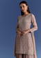 Light Beige Chinon Kurta Set With Cutdana And Sequins Dupatta