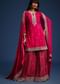 Dark Pink Sequin Embellished Kurta Palazzo Set In Chinon