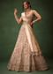Gold Beige Chanderi Silk Lehenga Set With Embroidered Jacket And Dupatta