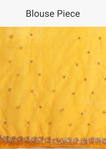 Yellow Organza Saree With Cutdana Embroidery