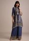 Navy Blue Printed Kurta Palazzo Set