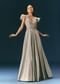Grey Crushed Flared Gown With Hand Embroidery