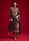 Black Polka Dot Printed Kurta Patiala Set With Pouch Bag