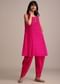 Rani Pink Leheriya Printed Kurta Dhoti Set