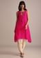 Rani Pink Silk Bandhani Print Kurta Dhoti Set
