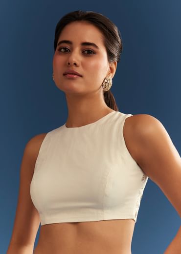 White Crushed Tissue Cutdana Embroidered Saree