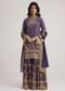 Purple Crepe Silk Sharara Set With Mirror And Sequins Work