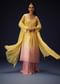Yellow Orgnaza Kurta Palazzo Suit With Ruched Palazzo