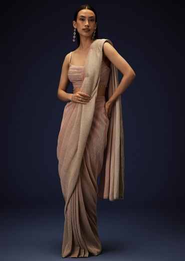 Champagne Ombre Ready To Wear Saree With Pleated Saree