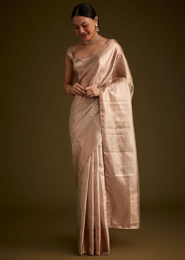 Powder Peach Kanjivaram Silk Saree