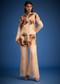 Cream Linen Floral Printed Embroidered Co Ord Set