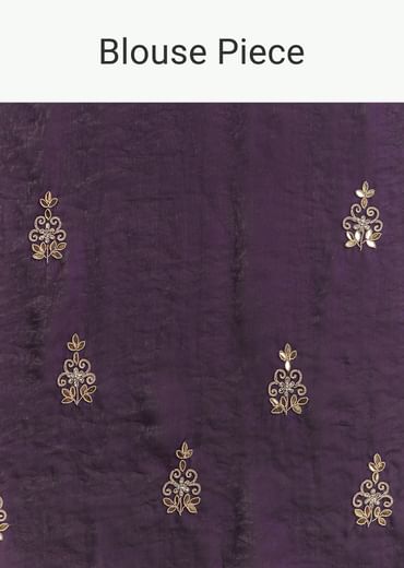 Purple Satin Saree With Gotapatti Work And Scallop Border