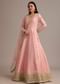 Pink Banarasi Tissue Anarkali Set With Zardosi And Cut Dana Work