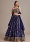 Royal Blue Bandhani Lehenga Set With Zari Butti And Sequins Work