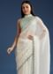 White Tissue Saree With Contrast Border
