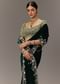Green Velvet Saree With Brocade Embroidered Blouse