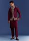 Red Cotton Silk Kurta Jacket Set With Mirror And Thread Work