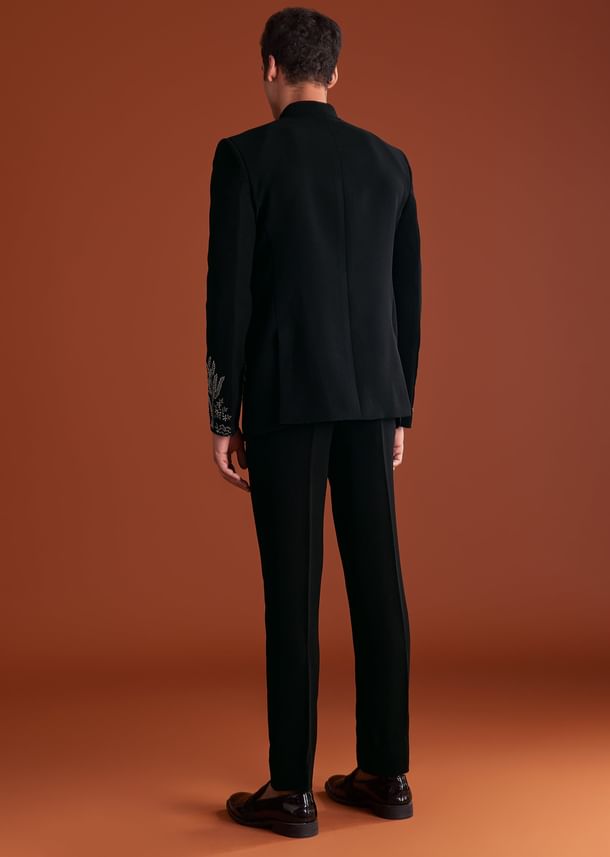 Black Jodhpuri Suit In Lachkaa With Hand Embroidery