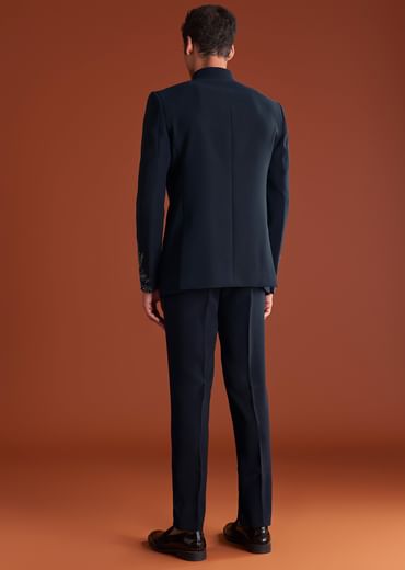 Navy Blue Jodhpuri Suit In Lachkaa Fabric With Hand Embroidery