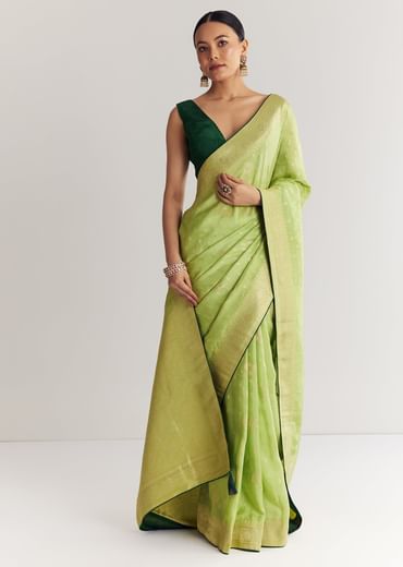 Green Butti Work Saree