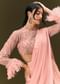 Baby Pink Ready To Wear Satin Saree With High Neck Full Sleeve Blouse