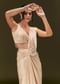 Ivory Crepe Pre Stitched Saree With Crystal And Moti Detailing