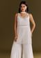White Crepe Kurta Set With Net Choker Style Dupatta