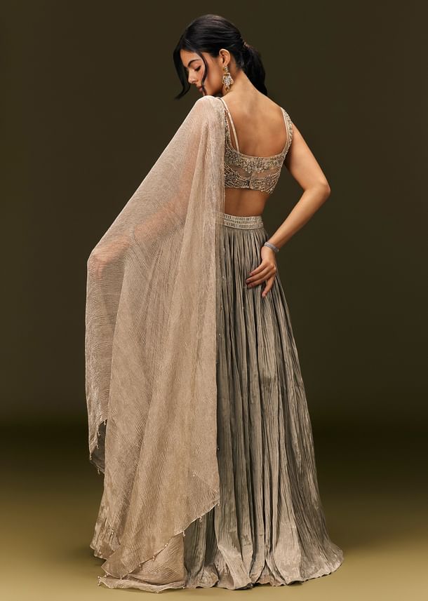 Gold Organza Lehenga Dupatta Set With Embellishments Gold Organza Lehenga Dupatta Set With Embellishments