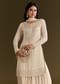 Cream Kurta Palazzo Set With Cutdana And Sequins Work