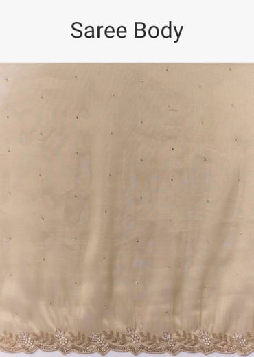Beige Tissue Embellished Saree with Unstitched Blouse