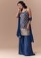 Blue Jacquard Woven Kurta Palazzo and Dupatta Set