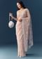 Pink Net Jaal Resham Saree with Unstitched Blouse