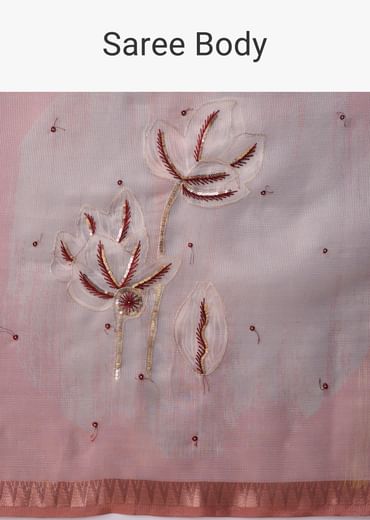 Maroon Shaded Organza Silk Saree with Unstitched Blouse