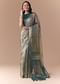 Teal Green Organza Silk Saree with Unstitched Blouse