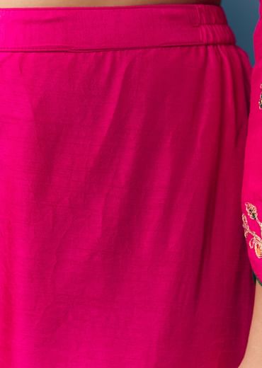 Pink Silk Zari Embroidered Anarkali Set