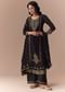 Black Jacquard Woven Gota Work Kurta Palazzo Set